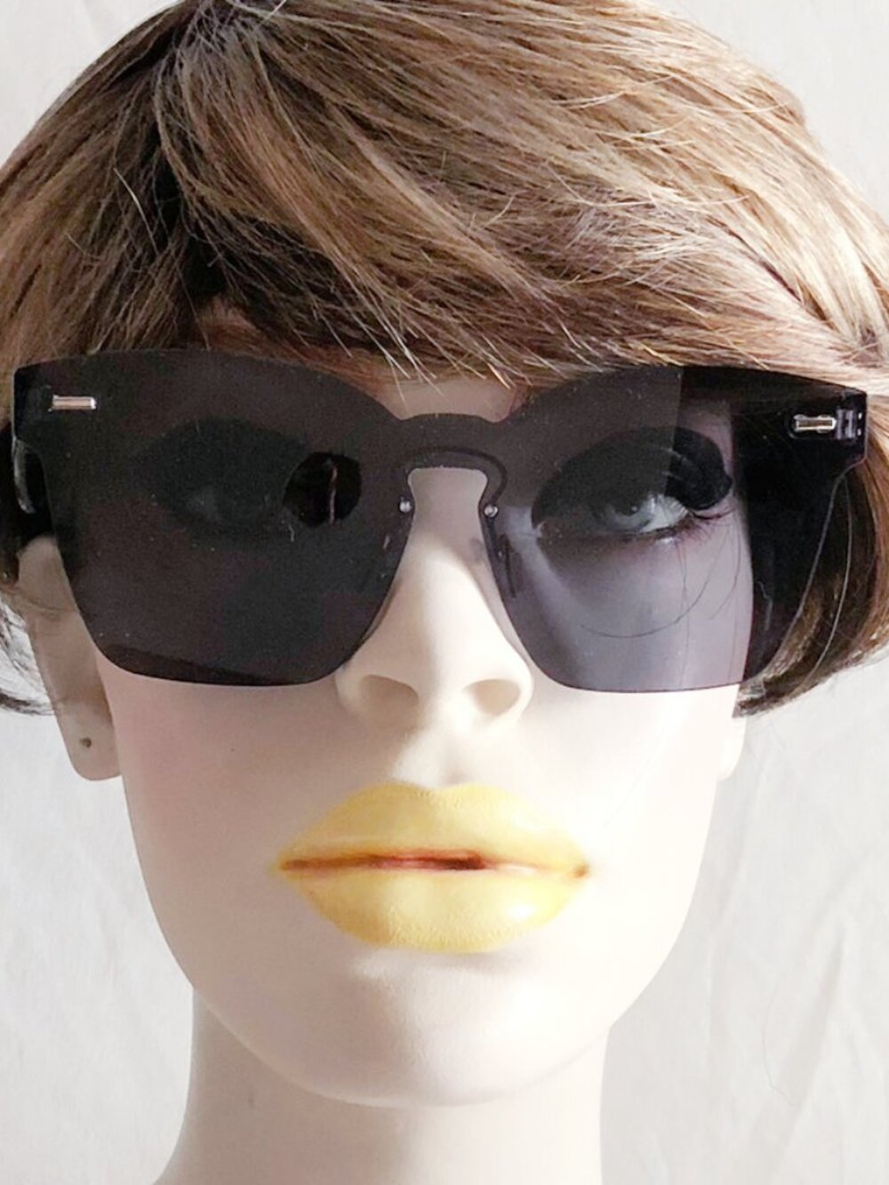 Black Frameless Square Shield Sunglasses